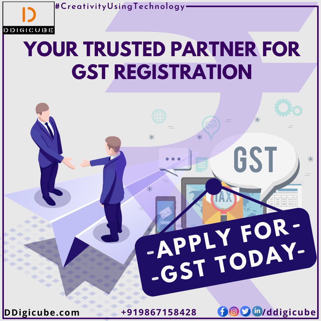 DDigiCube's tweet photo. DDigicube Your Trusted Partner For GST Registration @ affordable price
Reach Out To Us Today 
Call / Whatsapp:+91 98671 58428
OR follow us @
FB/ Insta/ Linkedin/ Twitter - DDigicube 😀
#DDigicube #gst #gstupdates #GSTRegistration #tax #digital #localbusiness #vocalforlocal #india https://t.co/kCmnJ4lzo7