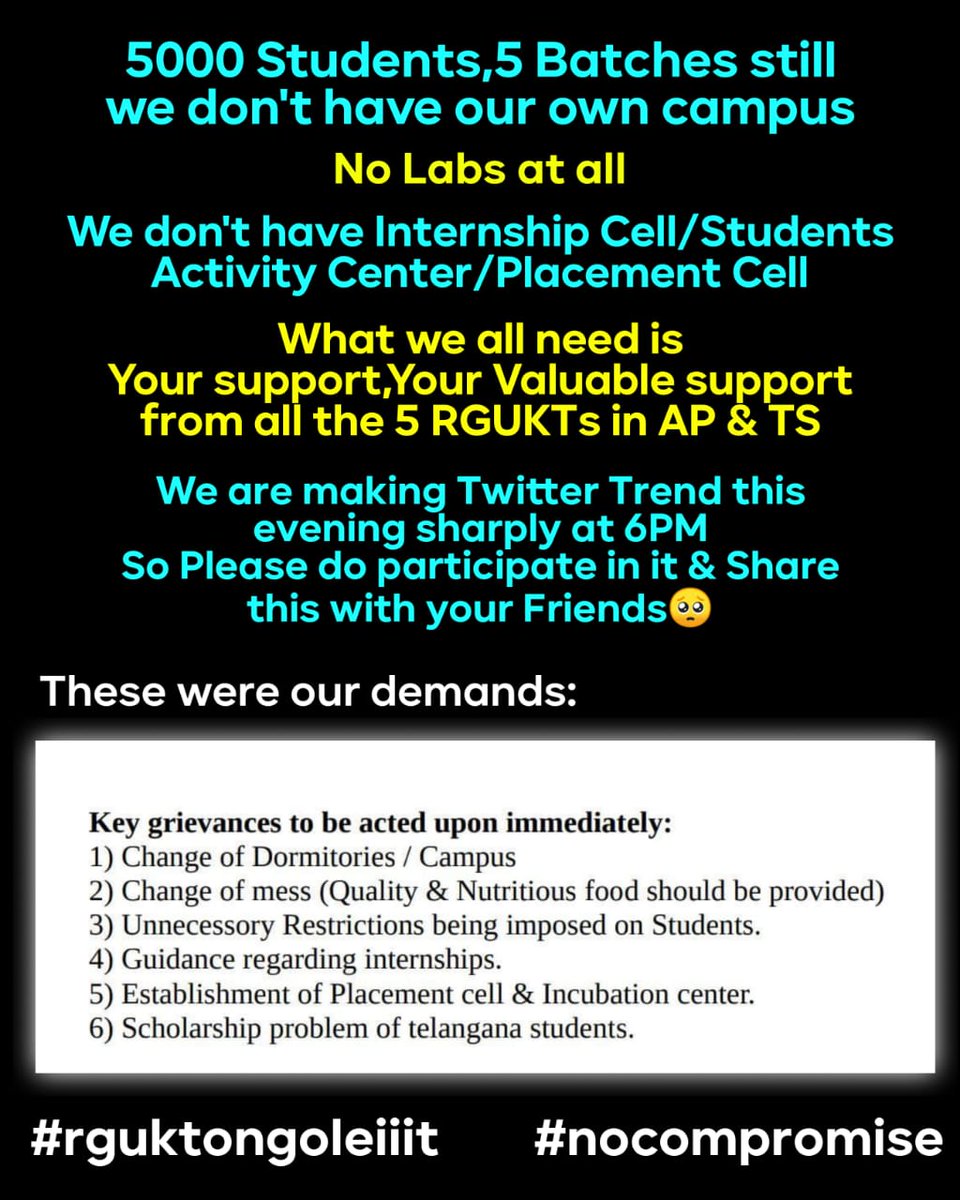 ManideepKotturi's tweet photo. Support us!
#rguktongoleiiit #Nocompromise https://t.co/Lbe3TltoTR