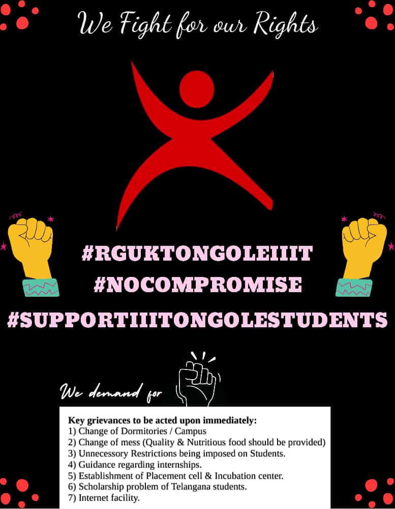SeerapuSuresh7's tweet photo. #rguktongoleiiit
#NoCompromise 
We want new campus and all Opportinities like other rgukt universities
We fight for our rights
Y r u neglecting year by year https://t.co/g3fd5Em1pp