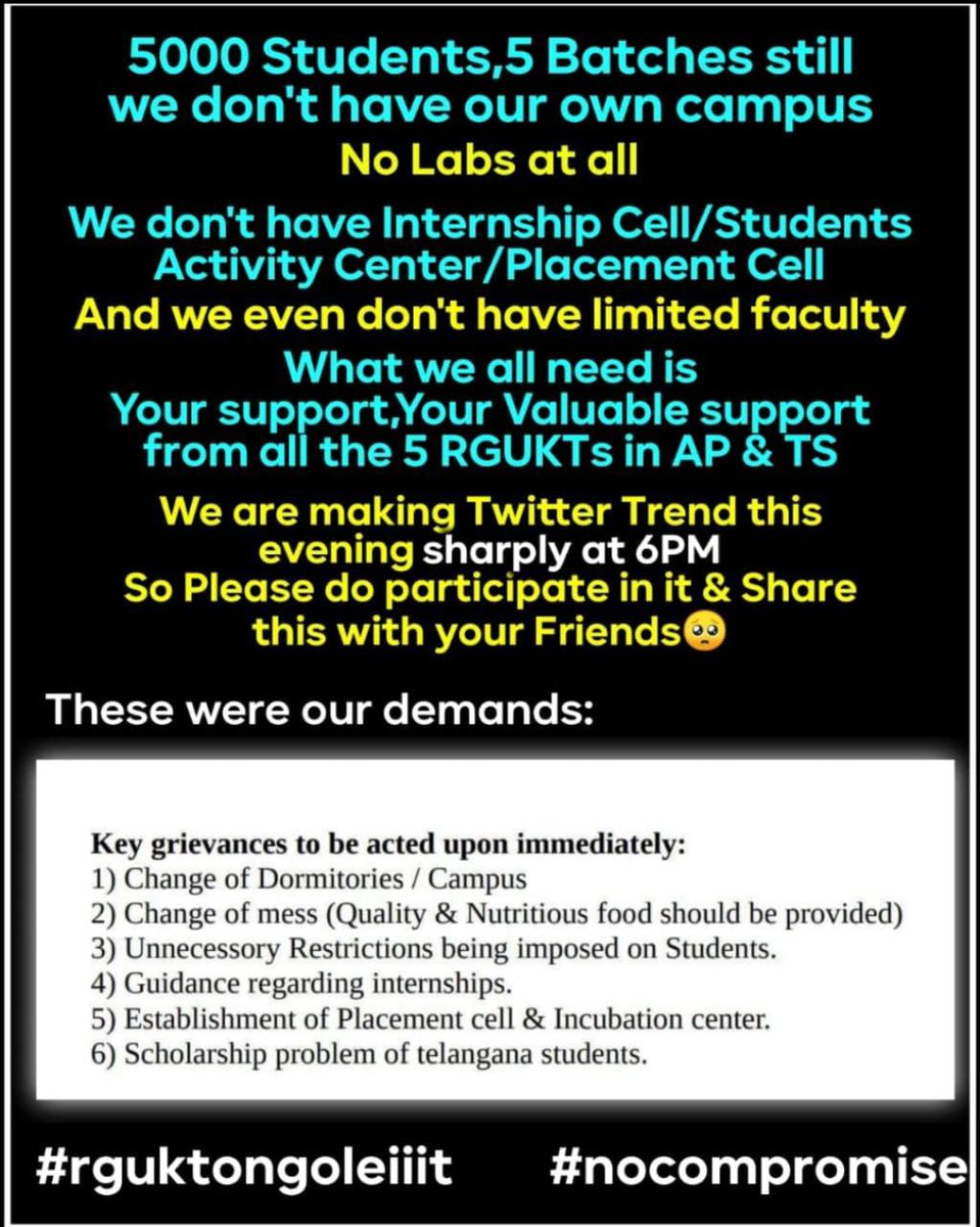 KonaseemaSSMBFC's tweet photo. Fight together...✊✊ come fast 🔥🔥
#rguktongoleiiit 
#nocompramise https://t.co/mhjjCrMrHQ