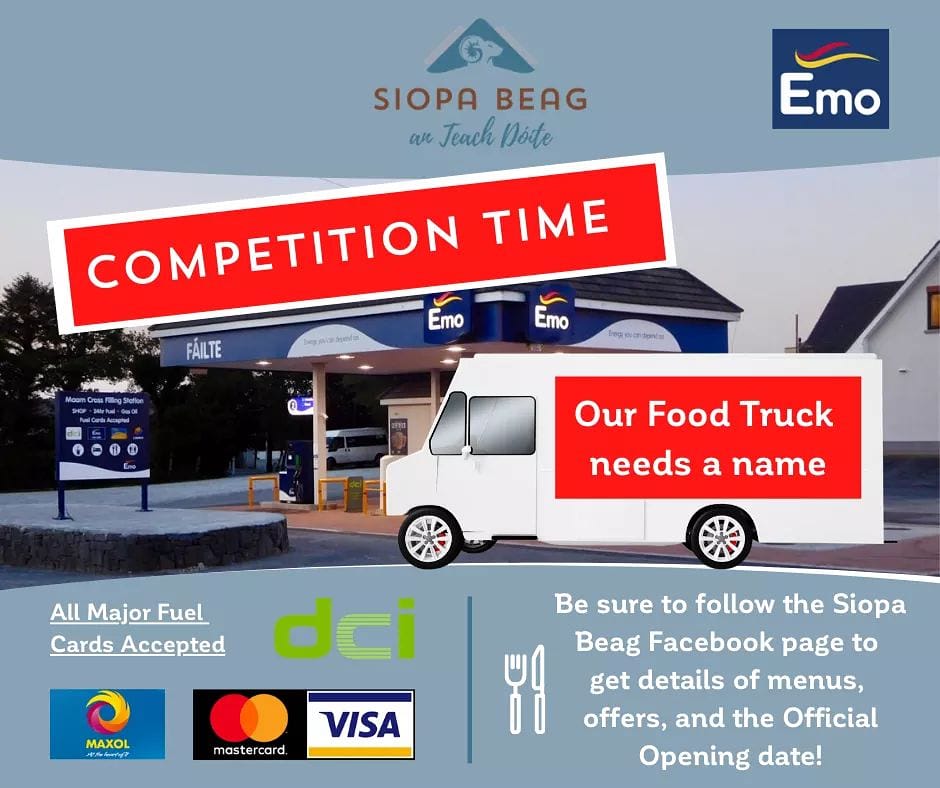 Our new Food Truck needs a name!We have a great location picked out, a tasty menu lined up, but we don't have a name. Get your thinking hats on &amp; send us your suggestions.
 A winner will be announced next weekend from entries across all of our social media channels
#Connemara