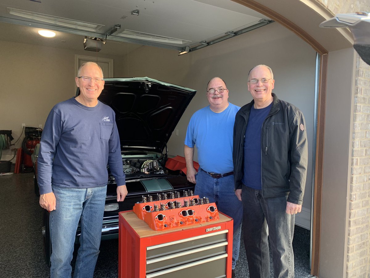 LAB019's tweet photo. #OperationThinMint is commencing 4 mins ahead of schedule!! Mission Objective: Remove value covers exhaust manifold, intake manifold & remove engine heads. Replace head gasket. Put engine back together. Issue was #8 cylinder #ButlerBoys https://t.co/3KPmwakSVG