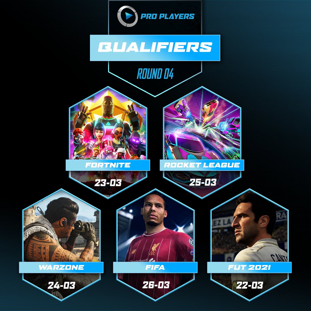 proplayersNL's tweet photo. Qualifier week four is online now!
⁠
⁠
#ProPlayers #eSports #Playstation #FIFA #Toernooi #Online #Gaming #Game #Videogame #Fortnite #Play #Win #Cash #Games #Tournament #fut #PS4 #ProClubs #RocketLeague #FIFA21 #PS5 #COD #Warzone⁠ https://t.co/eBUC5JhRi8