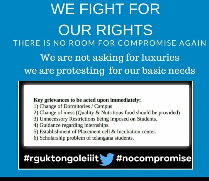 sravs4676's tweet photo. We need ur response!for our demands about basic needs to..#rguktongoleiiit 
#NoCompromise
@ysjagan @AudimulapSuresh @ncbn @SakshiHDTV @TV9Telugu @tv5newsnow https://t.co/xUTZjvxe2a