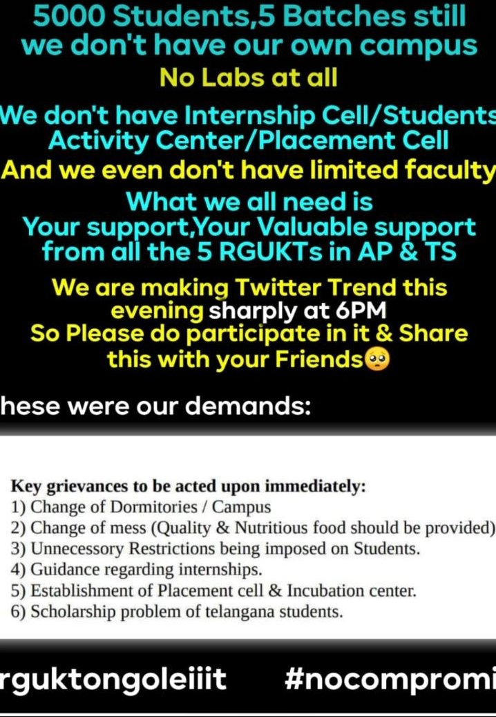 ChanduTarunsai1's tweet photo. Support us @Rgukt Ongole Students
#rguktongoleiiit 
#NoCompromise https://t.co/fkYzVRweVm