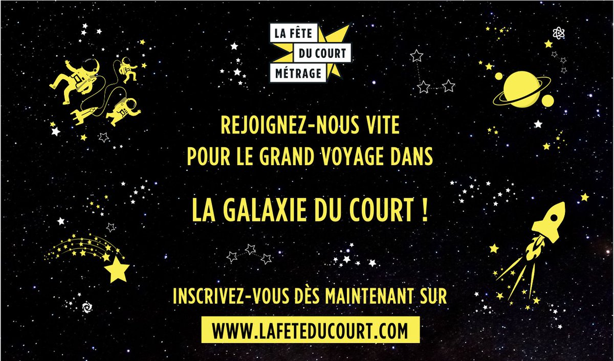 lafeteducourt's tweet photo. LA GALAXIE DU COURT : DÉJÀ 10 000 INSCRITS🎉
Soyez le prochain à nous rejoindre pour ce grand voyage🚀! Du 24 au 30 mars, plongez dans #LaGalaxieducourt et ses 150 films gratuits. Partez à la conquête du cinéma court🪐en vous inscrivant dès maintenant sur https://t.co/1gKISdWACh https://t.co/YPR7McDejM