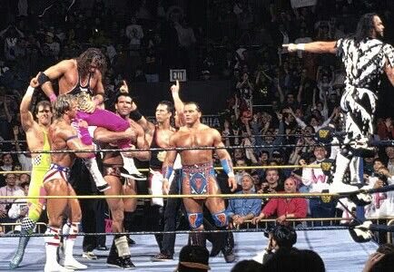 A Great Photo Of @NativeTatanka With @TheRealXPac @GenuineLexLuger The Late Great #MachoManRandySavage #RazorRamon #BobHolly & @BretHart 27 Years Ago Today At #Wrestlemania X