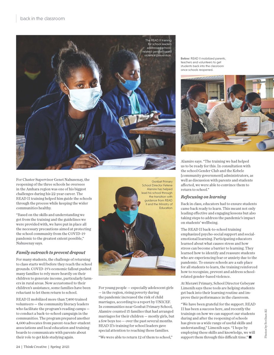 USAID/READ II "Back in the Classroom"  story on Think Creative Magazine creativedc.cld.bz/Spring-2021