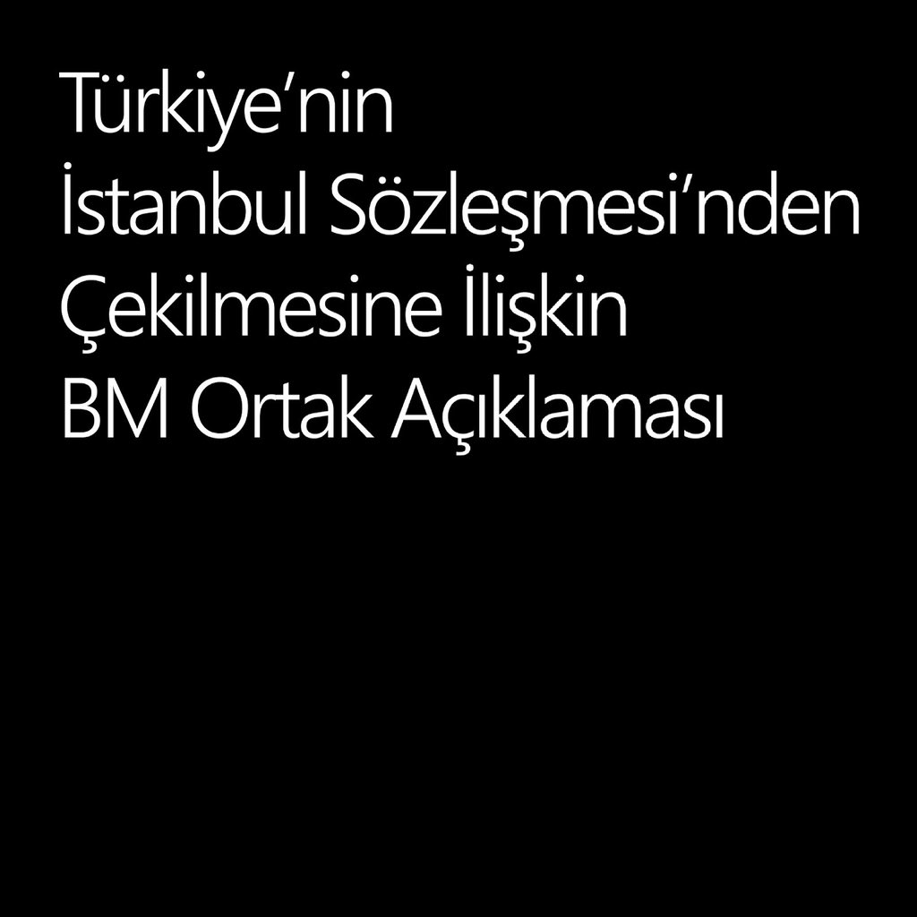 Türkiye Cumhuriyeti Hükümeti'ne, İstanbul Sözleşmesi'nin tam olarak uygulanmasına bağlı kalarak, tüm kadın ve kız çocuklarının güvenliğini ve haklarını korumaya ve geliştirmeye devam etmesi çağrısında bulunuyoruz. turkey.un.org/tr/122727-turk…