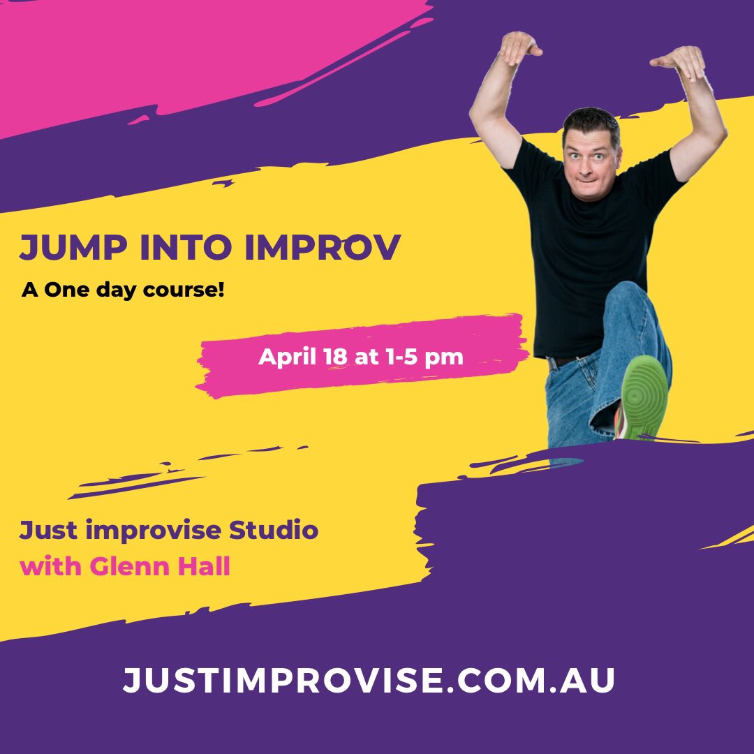 🌟Jump into improv on April 18! 🌟

A one day course for everyone who wants to learn about improv and have a really fun day! 😁

Run by Glenn Hall, WA’s most experienced improv teacher. 

Justimprovise.com.au 

#improv #perth #glennhall