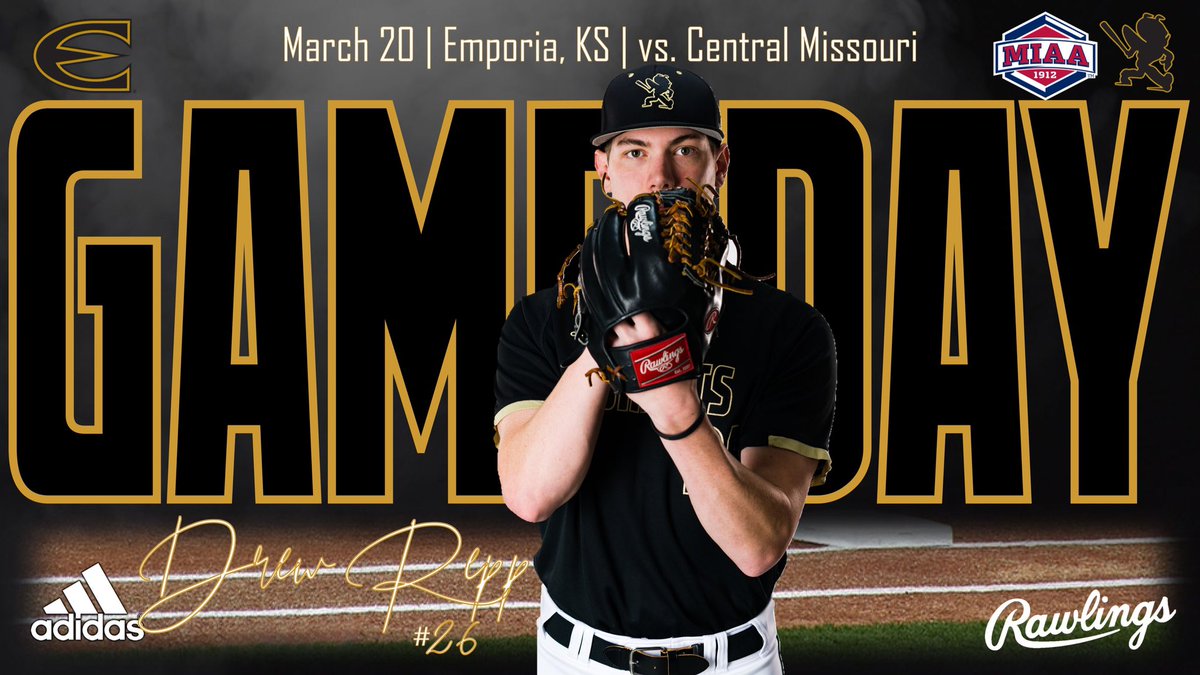 ESUBaseball's tweet photo. 🆚 Central Missouri
⏰ 12 &amp; 3 PM
📍 Emporia, KS
📊 https://t.co/DUNWKwmwXq
📺 https://t.co/utgS3YUtQf

😷 Fans are welcome, but are asked to wear a mask and socially distance. 

🐝🐝
#SPSB | #TheMIAA https://t.co/V5cY2SltRp