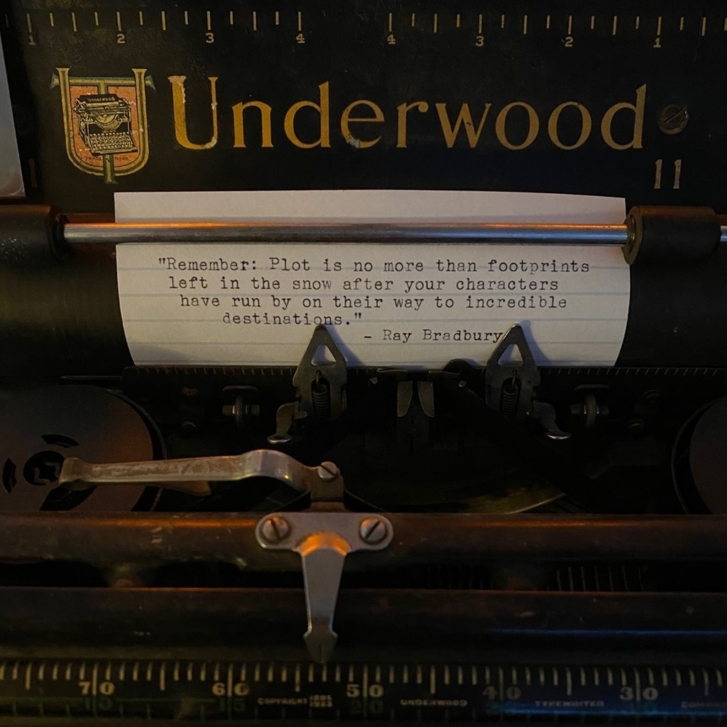 "Remember: Plot is no more than footprints left in the snow after your characters have run by on their way to incredible destinations." ⁠
- Ray Bradbury⁠
-⁠
Do you struggle with plot?⁠
-⁠
Plot is hard. Sometimes a lot harder than tracking footpri… instagr.am/p/CMpKMTpLOL8/