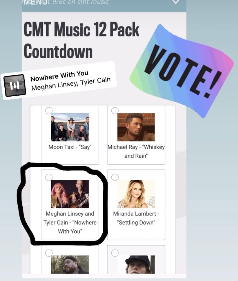 Megs_Megastars's tweet photo. Vote all week this week for Nowhere With You music video from @meghanlinsey & @thisisTylerCain! Hereโs the link https://t.co/Wx0C8z04CZ #MeghanLinsey #TylerCain #Duet #NowhereWithYou #Musicvideo https://t.co/sIUamPwCy2
