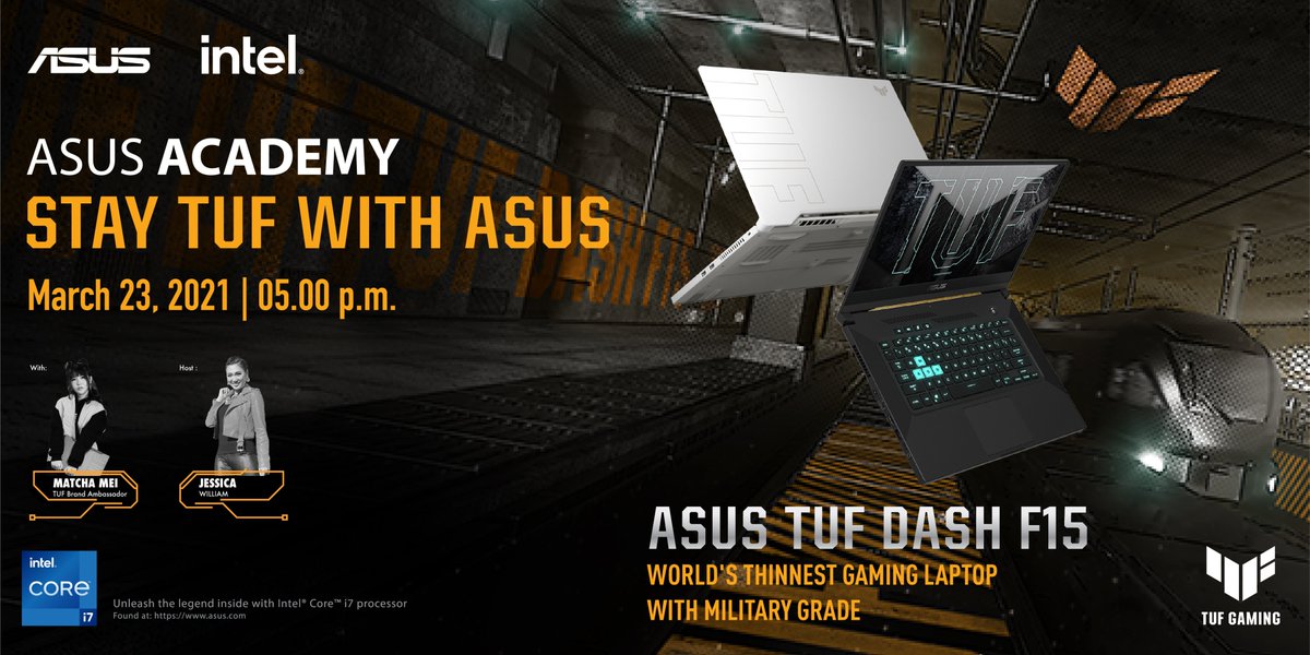 ASUS_Indonesia's tweet photo. Yuk ikutan ASUS Academy Webinar Event STAY TUF WITH ASUS hari Selasa 23 Maret 2021 Pukul 17:00 WIB.
Segera daftarkan dirimu, di link ini : https://t.co/Gdf2o6UEgM
Siapa tau kamu beruntung dan dapat doorprize menarik dari kami!
#ASUSAcademy #ASUSTUFDashF15 #11thGen #intel https://t.co/DmyJMJK4mJ