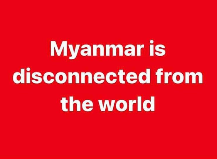 Military junta shut down mobile internet connection  last 6 days ago.We can't even use WiFi some places in Ygn.And the situation is worse in rural areas. So, we can't accept this internet shut down.
<a href="/freya_cole/">Freya Cole</a> <a href="/RapporteurUn/">UN Special Rapporteur Tom Andrews</a> <a href="/YourAnonCentral/">Anonymous</a> 
#WhatsHappeninglnMyanmar 
#Mar20Coup