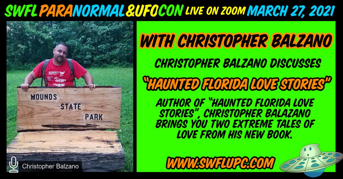 swflufoconferen's tweet photo. Christopher Balzano will be speaking at @swflufoconferen UPC 2021!
Christopher Balzano is a writer, researcher, folklorist, and current host of the podcasts Tripping on Legends and Healing the Witch. For more infor about Christopher Balzano, please visit 
https://t.co/VYtTvwgHma https://t.co/nDLAQUHpVh