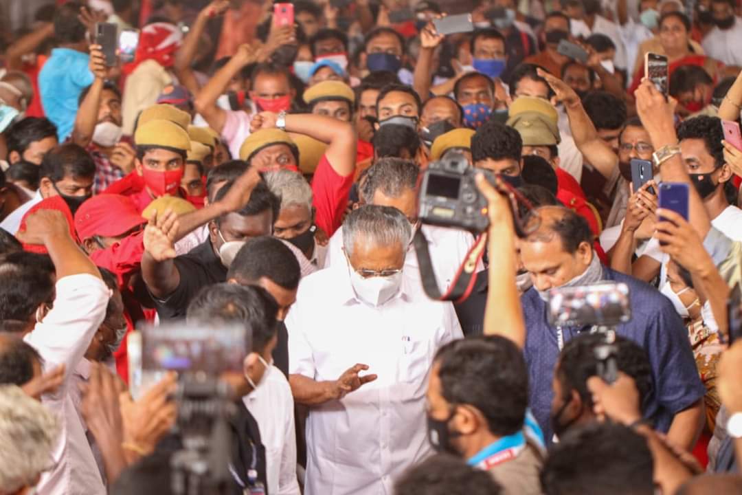 HaridasKishore's tweet photo. CM at Irinjalakuda. The candidates, R. Bindu, fields from Irinjalakuda, Com. E.T. Taison Master, from Kaipamangalam & Com. V.R.Sunil Kumar, fields from Kodungallur were also present.
#LDFforSure
#LDF2.0..... https://t.co/EiKK9HjNYS