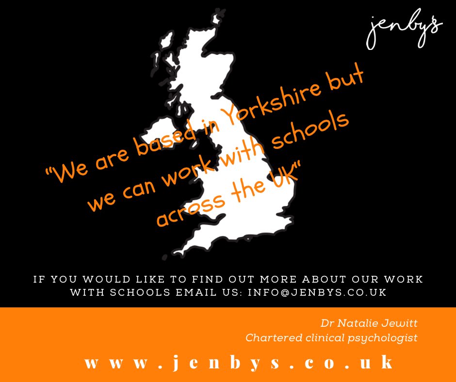 Did you know we can work with schools across the whole of the UK to promote and improve children’s mental health!

jenbys.co.uk/jenbys-in-scho…

If you want to find out more get in touch: info@jenbys.co.uk

#childmentalhealth #mentalhealthinschools #childtherapist #childpsychology