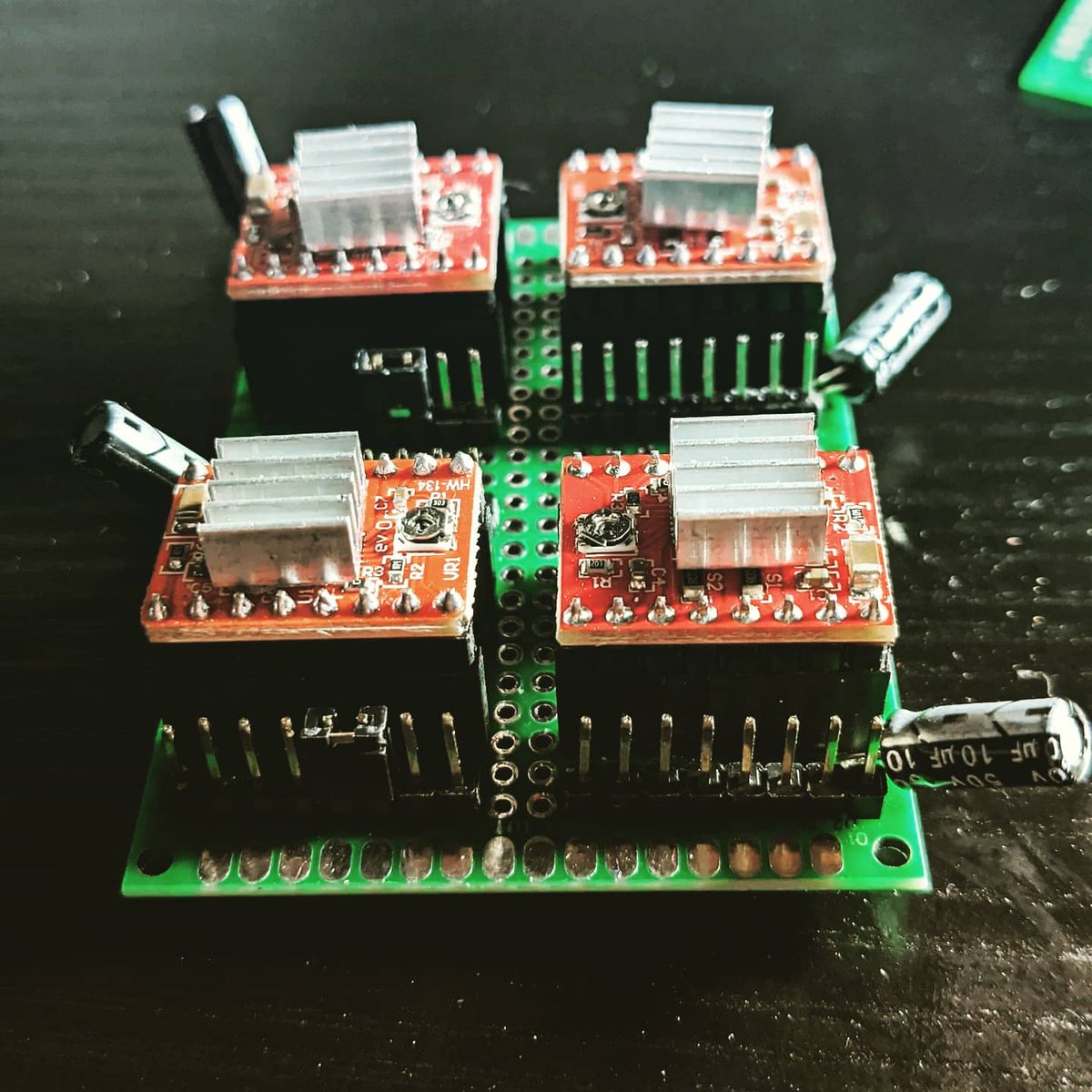 TheRealHexabin's tweet photo. I created this 4 channel stepper motor driver last night for my robot project. Making is so cyberpunk. I feel like Wrench in WD2 https://t.co/CHXGBKRE90