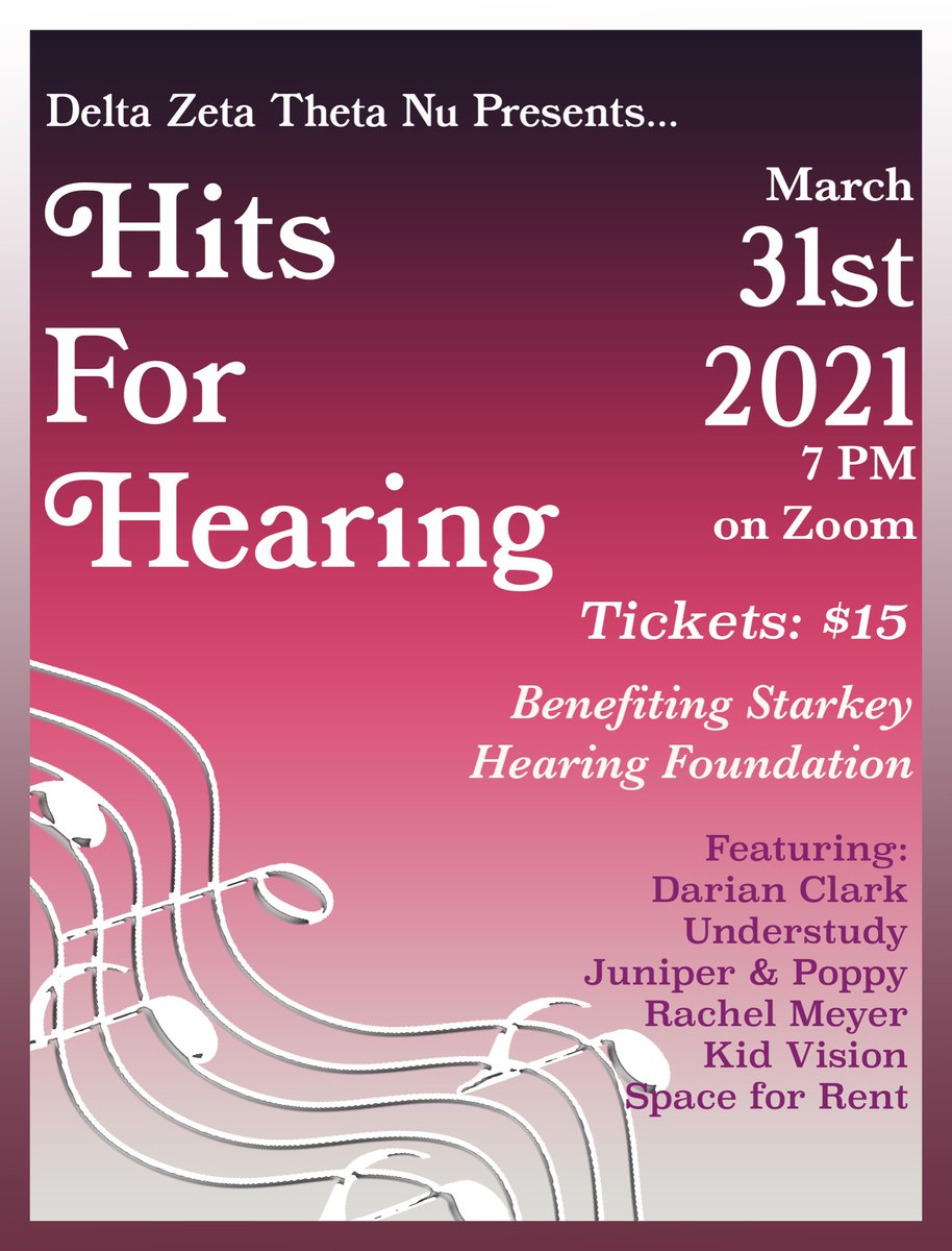 Hits for Hearing is happening at the end of this month!! Join us on March 31st at 7 pm on zoom for a one of a kind virtual music experience! Click the link below to purchase tickets and help support Starkey Hearing Foundation:
dz.crowdchange.co/18846