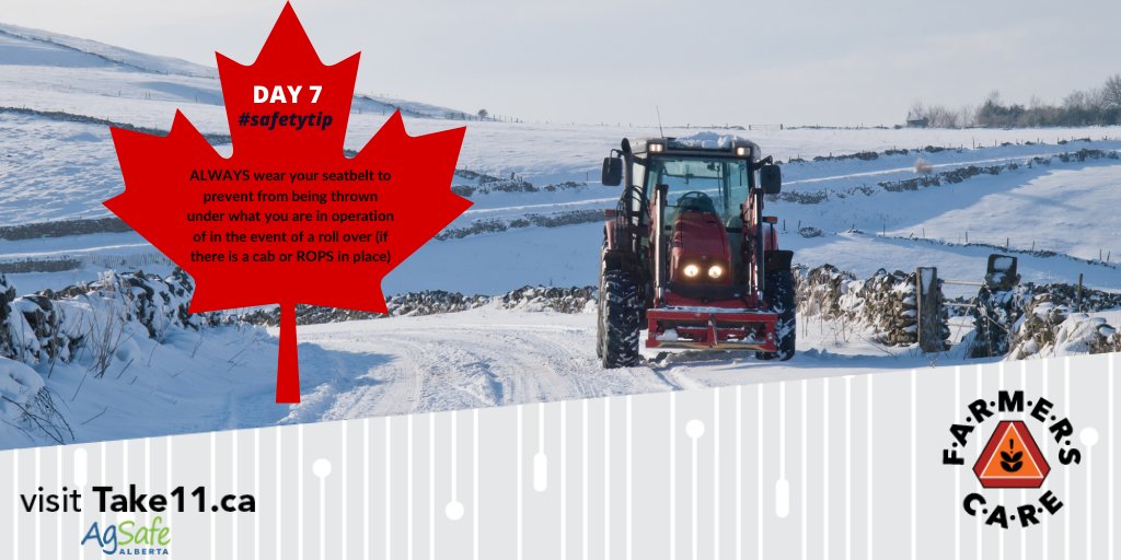 AgSafeAlberta's tweet photo. Day 7 of #CanadianAgSafetyWeek. If you have retweeted all 7 days or our roll over/run over #safetytips by 7 PM MST tonight you will be entered to win an AgSafe first aid kit! We will announce winners soon. Thanks for helping us create an #AgSafeCanada! @planfarmsafety #agsafety https://t.co/yr1Hix23C2