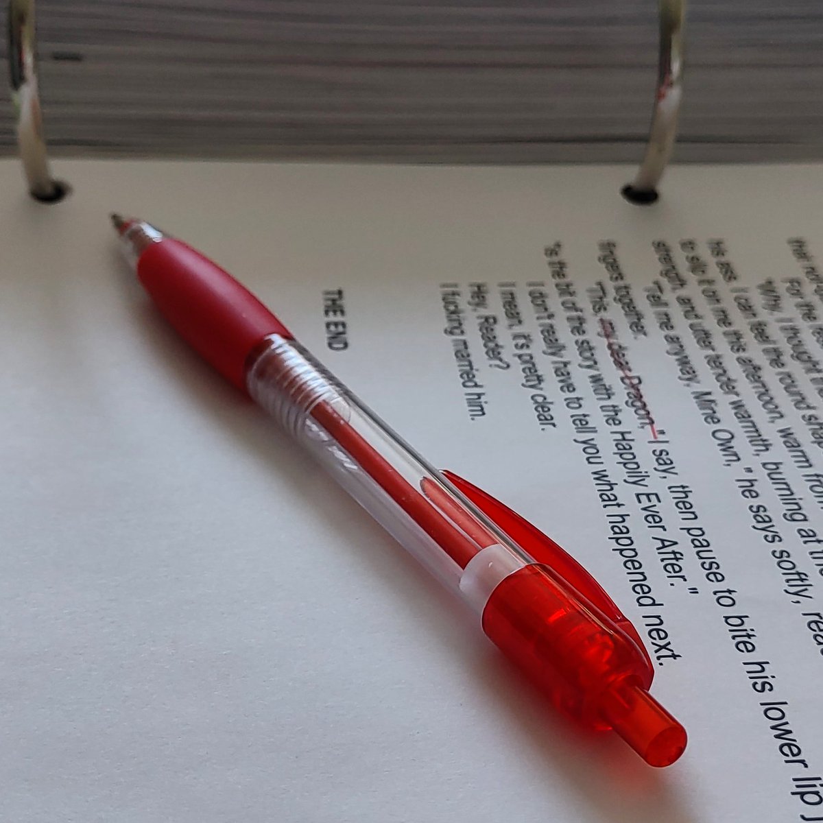 scifrey's tweet photo. The #RedPenDraft of #NineTenthsWIP is complete. Slightly over 600 double sided pages, 58 chapters, and now I have to input all of the changes into the digital version. Thus draft three is born.

#WritingCommunity #writing #amwriting https://t.co/MkPGm481o1