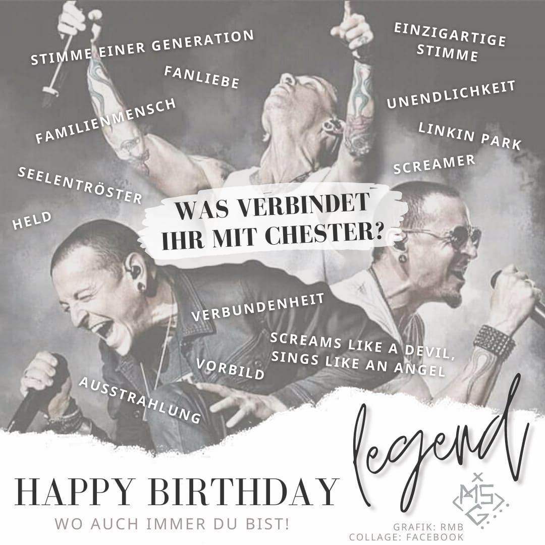 mikeshinoda_de's tweet photo. #HappyBirthdayChester 🎉❤
Heute feiern wir deinen 45 Geburtstag.
Ein Tag der Erinnerungen und Freude an einen tollen und einzigartigen Menschen. 

Welche Worte verbindet ihr mit Chester? 
 
Wir lieben und vermissen dich. ❤💔
#chesterbennington
#linkinpark https://t.co/vaJ3bNSfvj