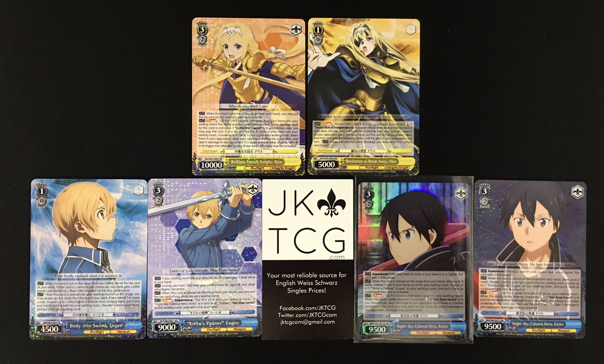 JKTCGcom's tweet photo. EN Sword Art Alicization singles just in! 

Find them on https://t.co/A87zoh1qmw 

#wstcg https://t.co/d2D7ayVPkV