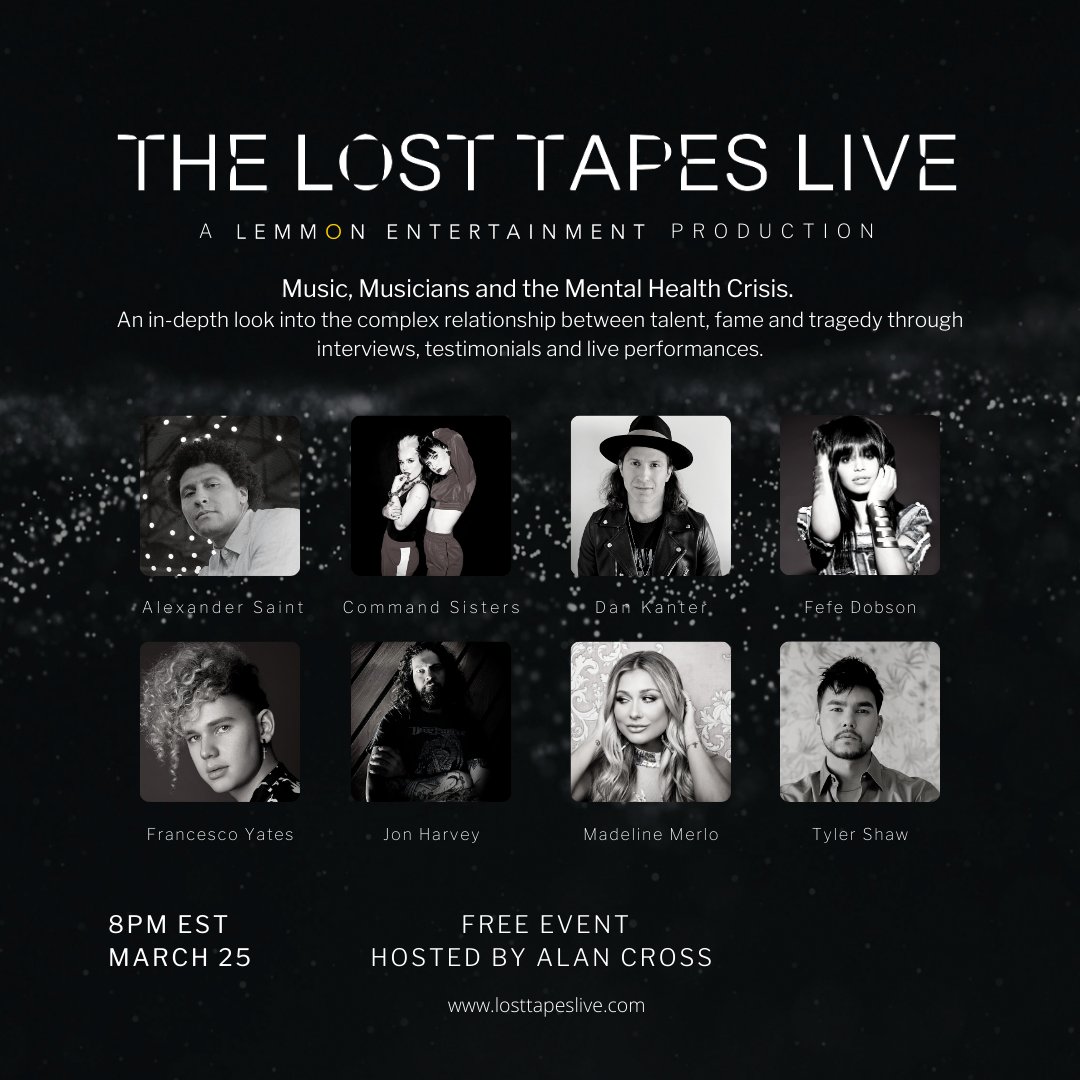 Music, Musicians &amp; the Mental Health Crisis. #LostTapesLive is looks into the complex relationship between talent, fame &amp; tragedy with interviews, testimonials &amp; live performances. #FREE Virtual Broadcast: buff.ly/30UPYpU <a href="/LemmonEnt/">Lemmon Entertainment</a> <a href="/thehubintoronto/">The HUB</a> <a href="/OPERAHOUSETO/">THE OPERA HOUSE</a>
