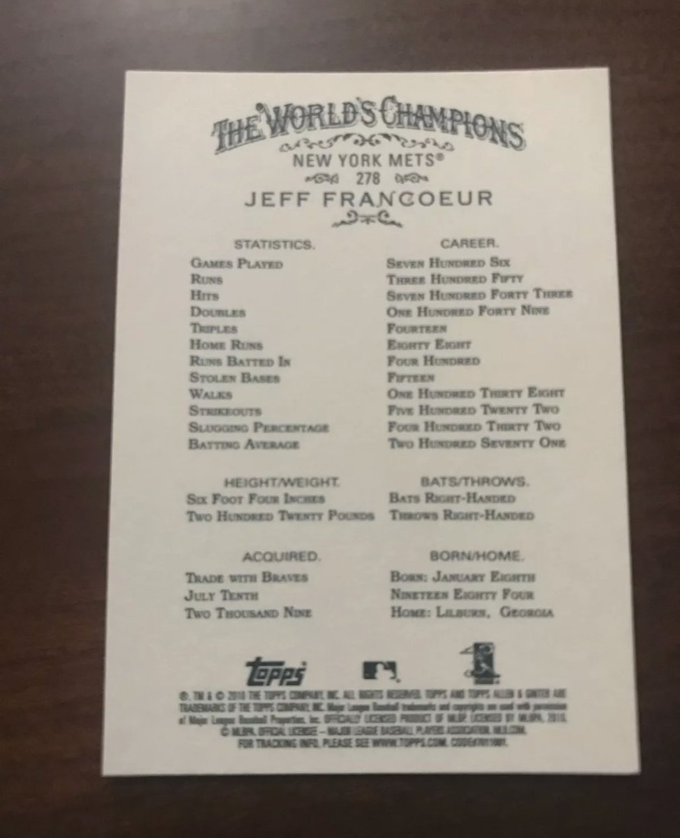 MetsmerizedJoeD's tweet photo. 💥MMO Giveaways!!!

Hey All You Frenchy Fans!!!

Win A 2010 Topps Allen &amp; Ginter Signed Jeff Francoeur Card!!! 🔥🔥

Follow @Metsmerized and RT for your chance to win! 👈

We'll select a winner on Wednesday! Good Luck and LGM!!! 🍎 https://t.co/XcGWc4Xg8N