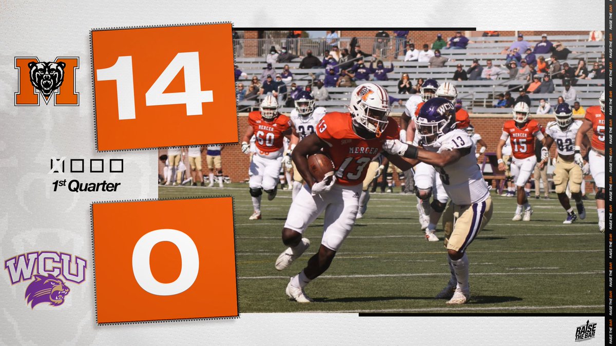 MercerFootball's tweet photo. Bears on top after one! 

#RaiseTheBar | #RoarTogether https://t.co/serTYJLtqa
