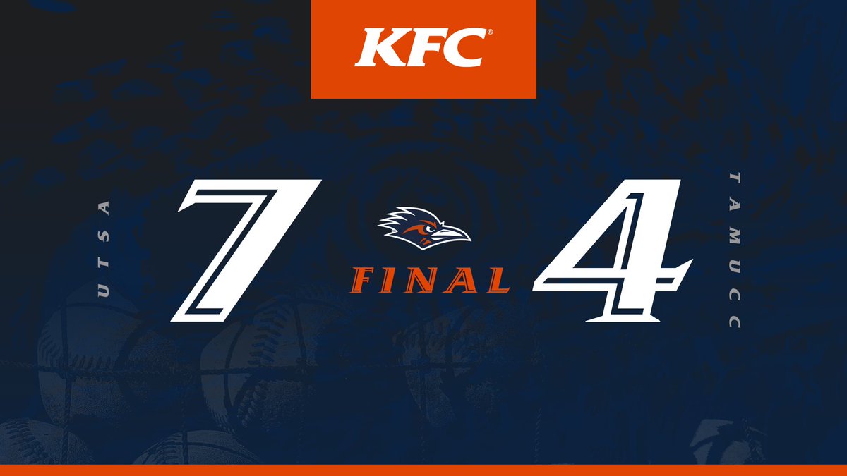 UTSABSB's tweet image. FINAL! A three-run rally in the eighth led us to a series-clinching win in Corpus Christi. NEXT: The series will conclude at 1 pm on Sunday. 

#BirdsUp 🤙 | @kfc