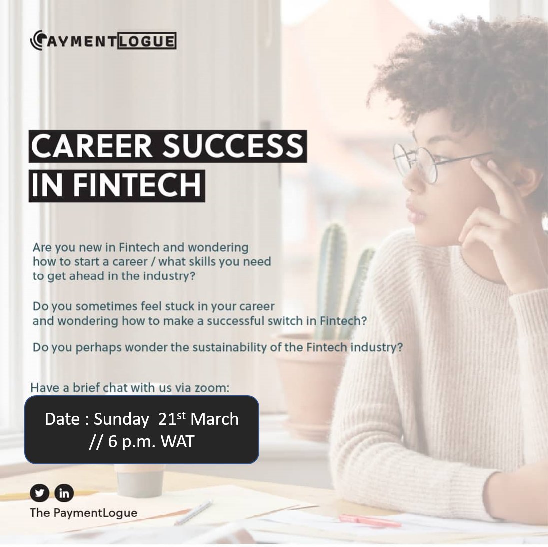 ThePaymentlogue's tweet photo. We are getting ready for our #FintechOpenHouse tomorrow!
We have some great questions ready to be answered.
Join us on Zoom at 6pm-6:30pm WAT tomorrow, March 21. π
https://t.co/g6X5q4SBbM https://t.co/oHxTqEsvJd