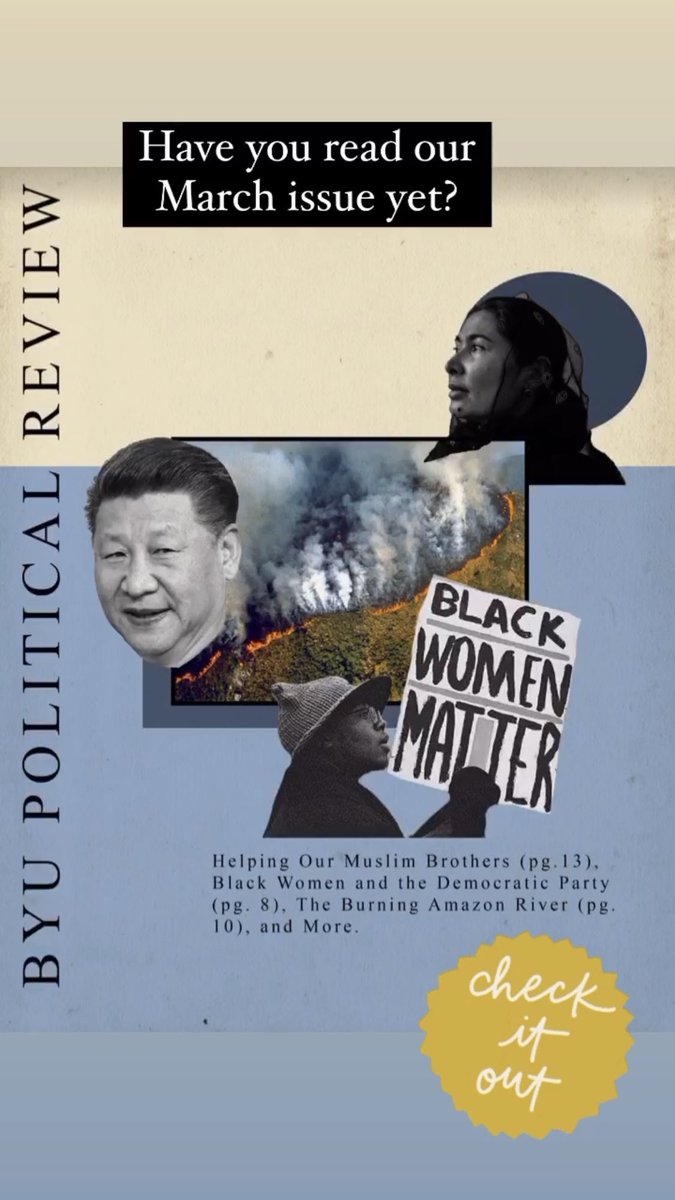 BYUPolitics's tweet photo. Check out this month’s issue of the BYU Political Review! Link right here: https://t.co/MVllslus8u https://t.co/gQNmmpg63n