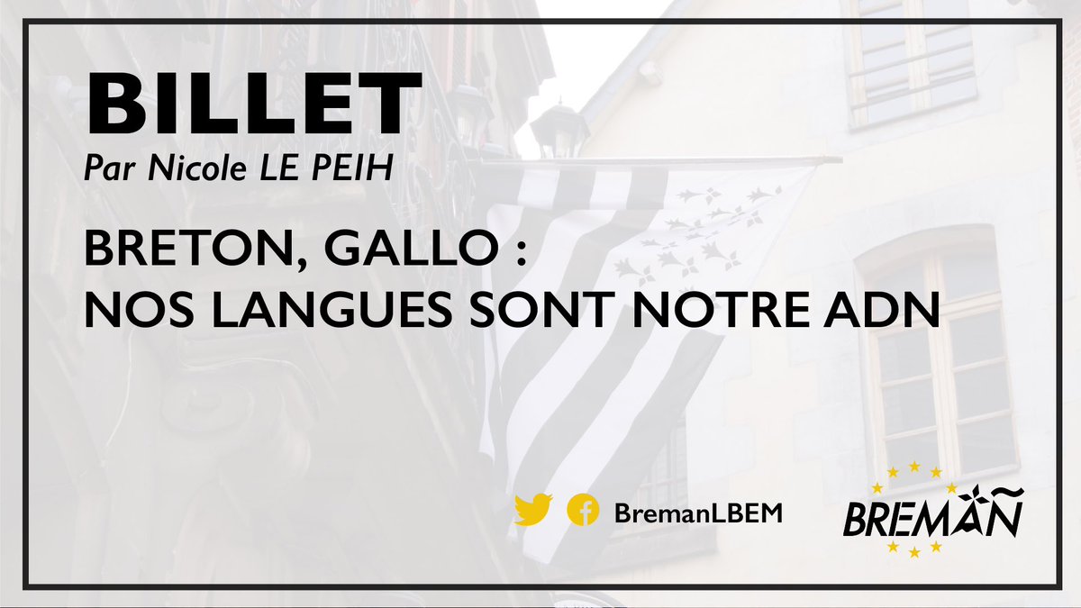 [BILLET]

Retrouvez le billet signé <a href="/NicoleLePeih/">Nicole Le Peih</a>, sur nos langues de Bretagne, patrimoine culturel indispensable.

📝 À lire ici : bit.ly/LangueDeBretag…

#Breman
