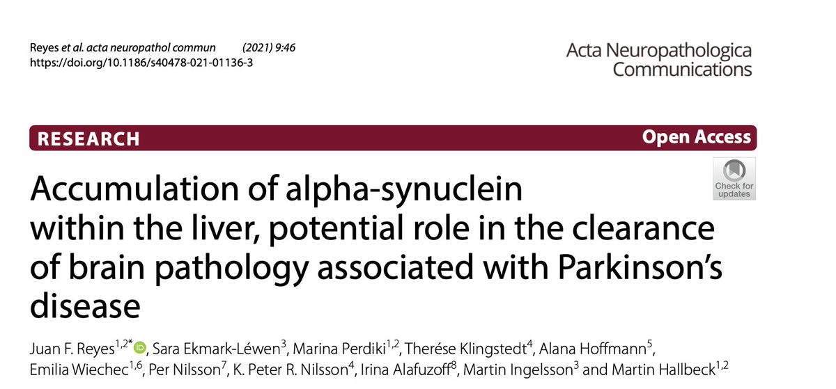 Happy to share our latest work on the likely involvement of the liver in Parkinson's disease actaneurocomms.biomedcentral.com/articles/10.11…