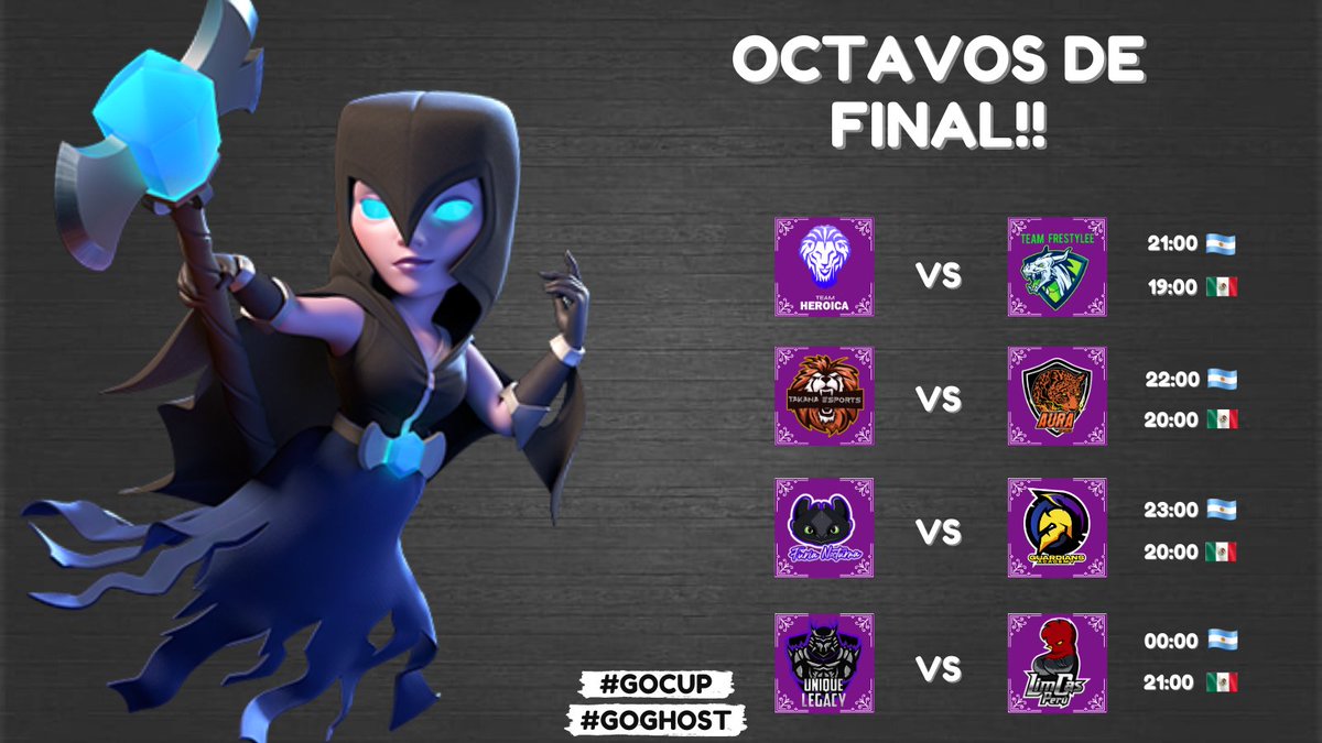 Hoy se juega la segunda llave de 8vos de final de la Ghost Cup🏆👻

Horarios⬇️⬇️