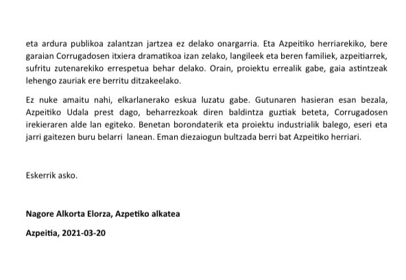 alkorta_nagore's tweet photo. Corrugadosen harira, hainbat puntu argitzeko betebeharra sentitu dut, azken orduotan. Eta gutun bat osatu dut horretarako. #CorrugadosAzpeitia https://t.co/lvgfCPQJb3