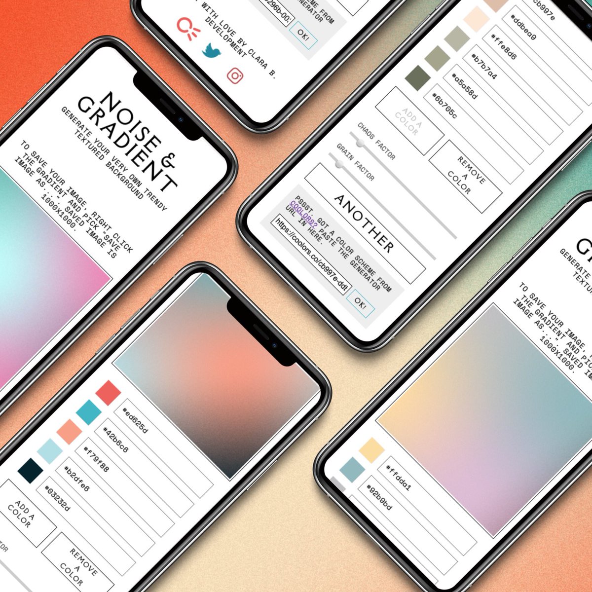 hey friends! especially designers or people who sometimes act like designers (which is, based on my understanding, everyone). I made you a tool for generating textured backgrounds with your own colors!

noise-and-gradient.netlify.app