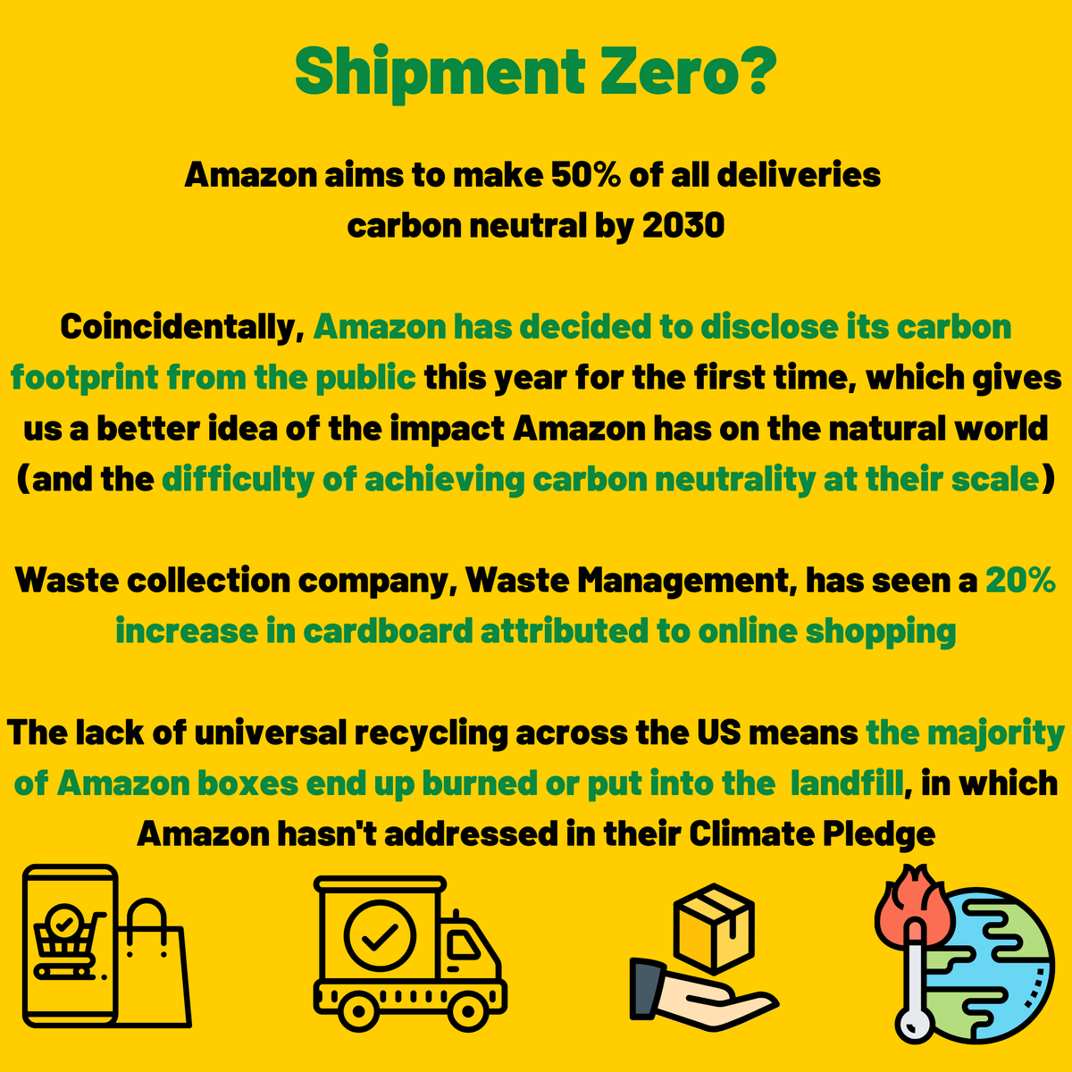 PlanetCents's tweet photo. These are just some of Amazon's climate pledge targets and why they suck. If you don't agree with this and want to dump Amazon, sign up for a GREEN Amazon instead! Link in bioโผ๏ธ๐ #dumpamazon #ClimateAction #greenbusiness #Sustainability #ClimateJustice https://t.co/XVrOwSVsTH