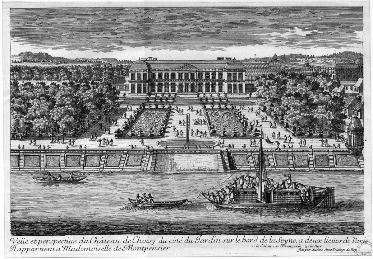 Je commence par le point central de ce rayon : Choisy-le-Roi, construit en 1686 pour la Grande Mademoiselle, acheté par Louis XV en 1739 (d'où le nom de la ville) car proche de la forêt de Sénart où il allait chasser. Il fait réaliser de nombreux travaux par Jacques-Ange Gabriel.