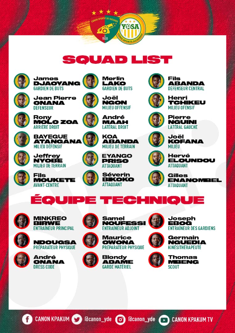 Voici le groupe du #Kpakum 💣
pour la rencontre de demain face à <a href="/yosabamenda237/">YOSA Bamenda</a>

#KpakumIsBack💚❤️