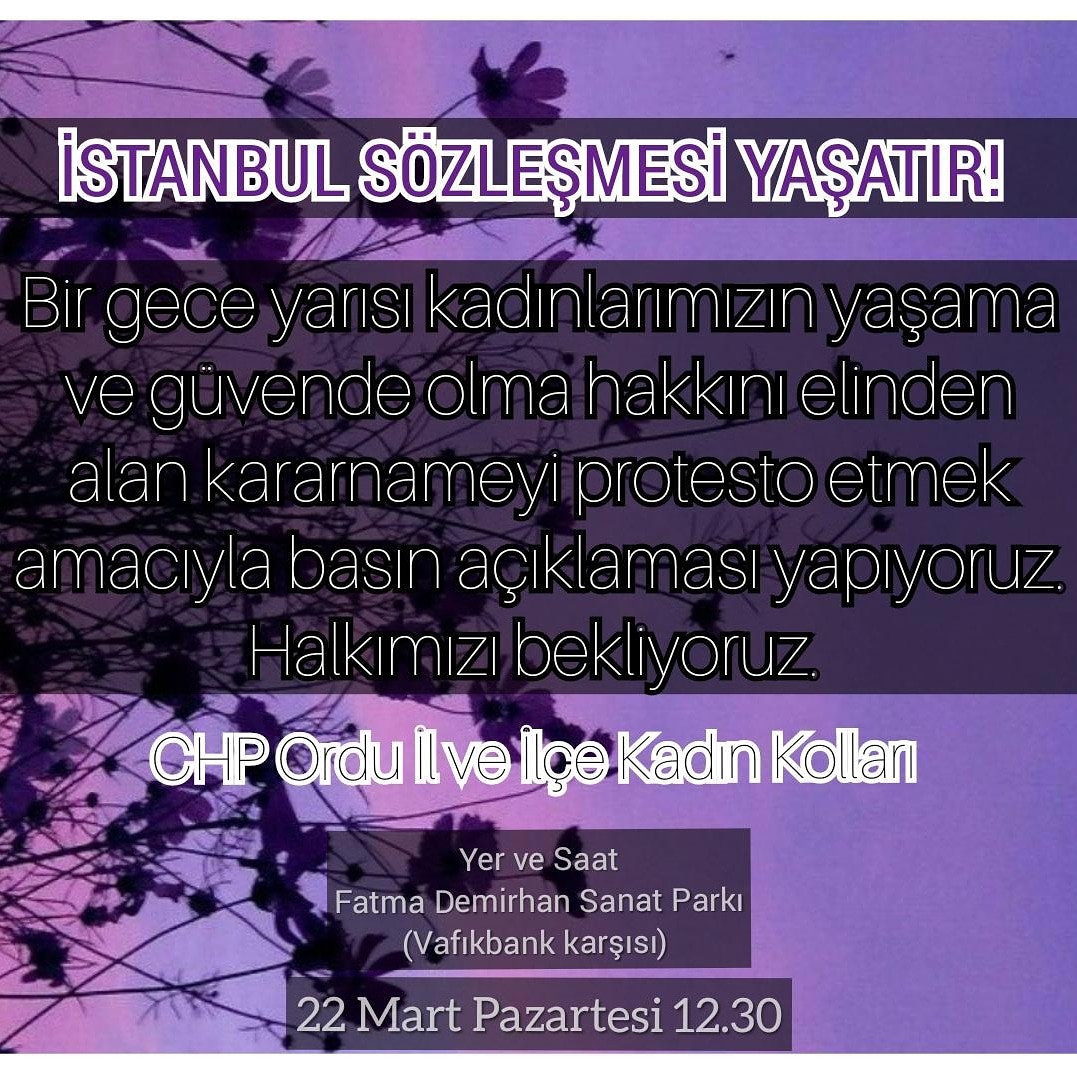 Bundan sonra bulunduğumuz her alan; sokaklar, mahalleler, meydanlar dahil bizim için mücadele alanıdır. 
Biz, hep birlikte bu zulme dur diyeceğiz. Türkiye’ye aydınlık günleri biz getireceğiz.
#İstanbulSözleşmesiYaşatır