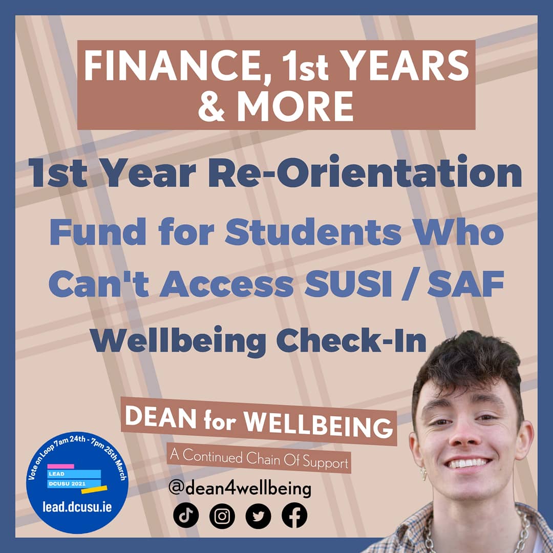 dean4wellbeing's tweet photo. 🥇 Finance, 1st Years, &amp; More 🥇

Voting opens on Wednesday on loop from 7am! 

👨‍🎓 First Year Re-Orientation

💶 Fund for Students Who Can't Access SUSI / SAF 

📩 Wellbeing Check-In https://t.co/a6zy3eZWnc
