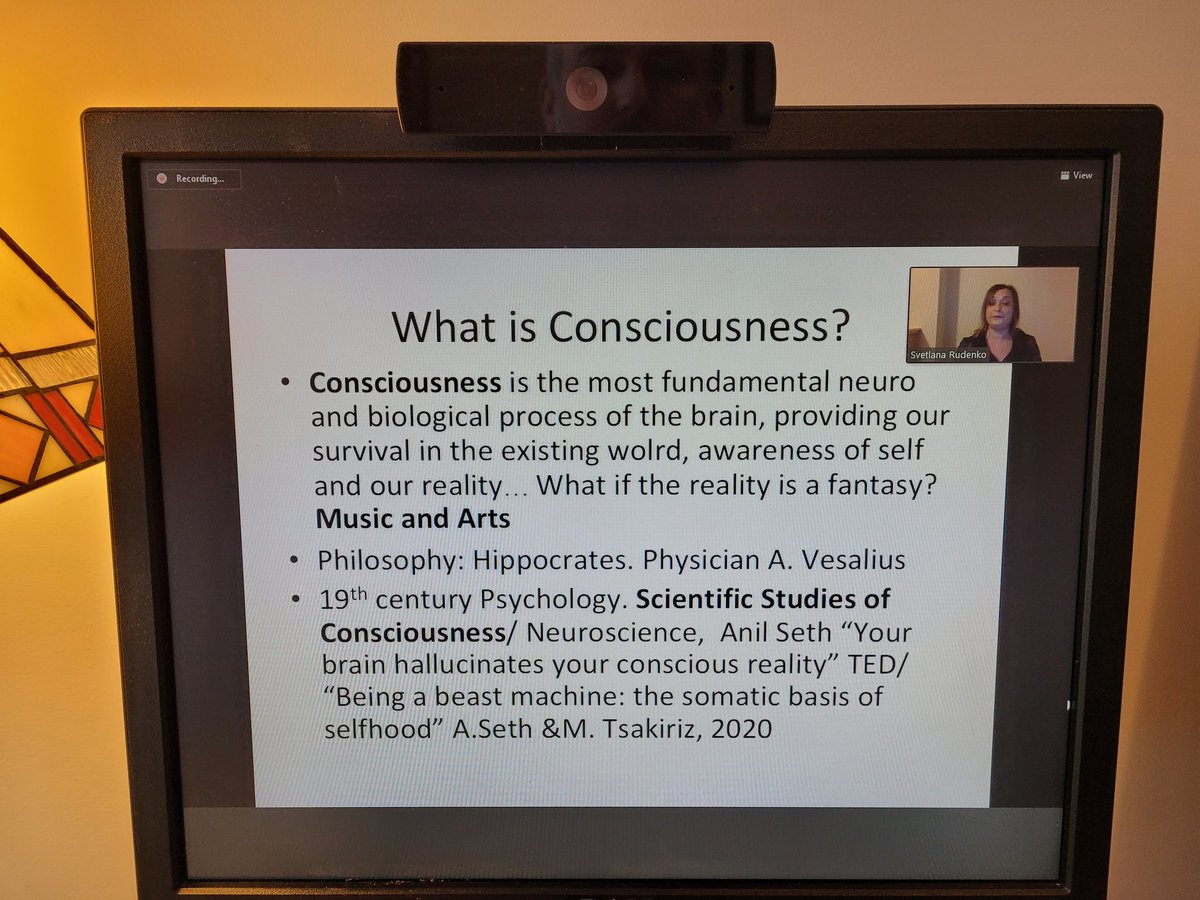 RRocheNeuro's tweet image. We are underway with our #BrainAwarenessWeek2021 event on Music Consciousness 
@LanaRude gets us started with her presentation