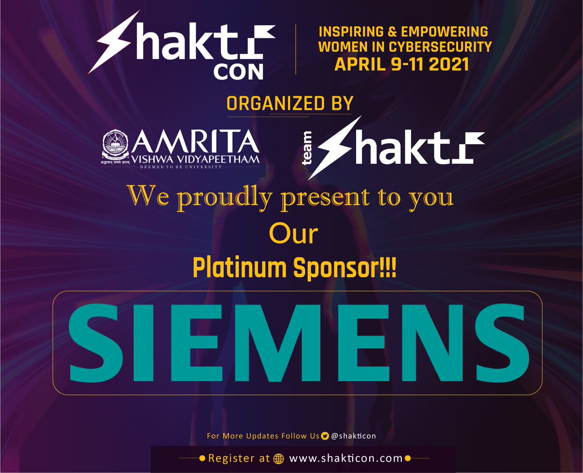 shakticon's tweet photo. Meet #ShaktiCon's #Platinum #Sponsor ✨@Siemens ✨- A leading global #tech giant centered around #manufacturing, #infrastructure and #transport #industries that form the #backbone of #economies and #empowers everyone!!

@shakticon would like to thank @Siemens for supporting us.🙏 https://t.co/IY1j4ckT8K