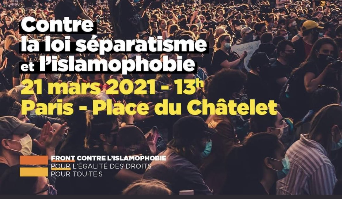 🔴 Demain cortège antifasciste contre la loi séparatisme et l’islamophobie ! 

Ⓜ️ Châtelet • 13h