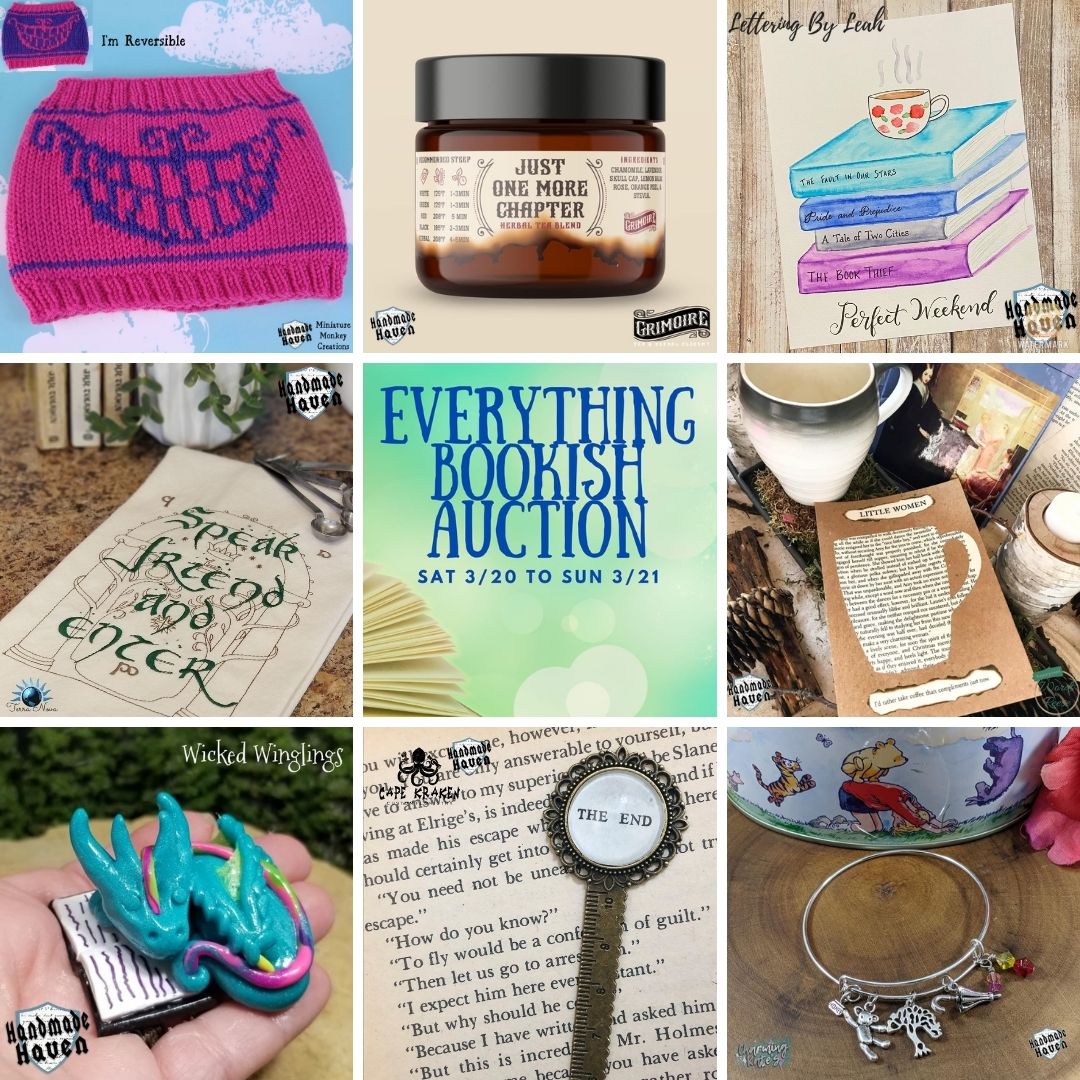 MiniMonkeyCreat's tweet photo. We're auctioning off handmade #book themed art this weekend at #HandmadeHaven! Many items have BIN prices, so come early to grab your favorites, and stay to the end to get those las minute bids in.
https://t.co/HKCJyEc3h5
#MiniMonkeyCreat #Handmade #Event #SmallBiz https://t.co/yrlfWBj0Ql