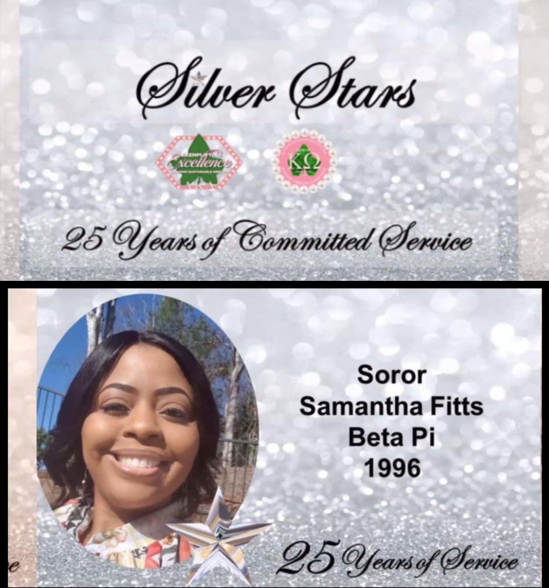 SamanthaDRogers's tweet image. It’s my Silver Star year! It's such a blessing to celebrate 25 years of being a member of Alpha Kappa Alpha Sorority, Inc. I was able to celebrate with my sorors of Kappa Omega during our amazing 98th Chapter Celebration Program. #SilverStar #BetaPi #KappaOmega
#AKA1908 💗💚