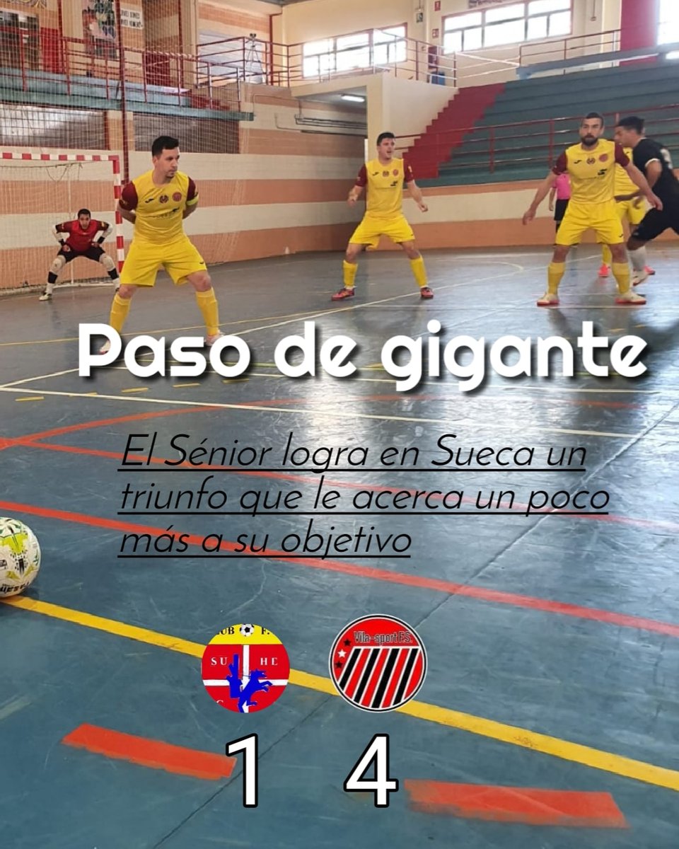 vilasport's tweet photo. Paso de gigantes. El Sénior gana 1-4 en Sueca ante el FS Sueca y suma un valioso triunfo que le acerca un poco más a su objetivo. Los goles han llevado la firma de: Kevin, Noel y Angel (2).
#EndavantEsports #JuntsSomMesForts
#Moldeazul @alowagen @villarrealcf @smevila @dipcas https://t.co/GxblMWLljE